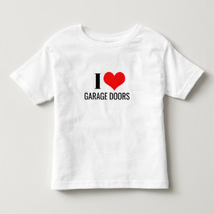 Camiseta Infantil Eu Amo Portas de Garagem Coração Vermelho Presente