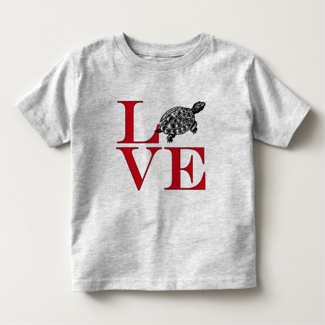 Camiseta Infantil Eu Amo Tartarugas - Teto Cor-De-Leve (Frente)