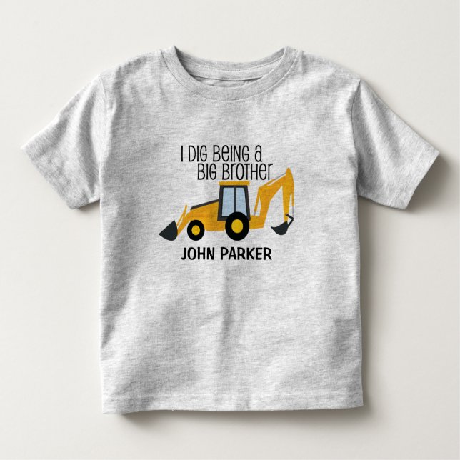 Camiseta Infantil Eu cavei sendo um grande irmão construtor NOME (Frente)
