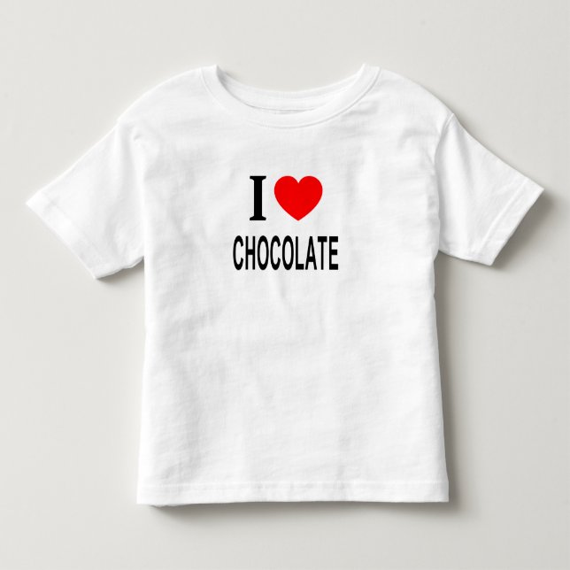 Camiseta Infantil Eu ❤️ CHOCOLATE Eu AMO CHOCOLATE Eu ADORO CHOCOLAT (Frente)