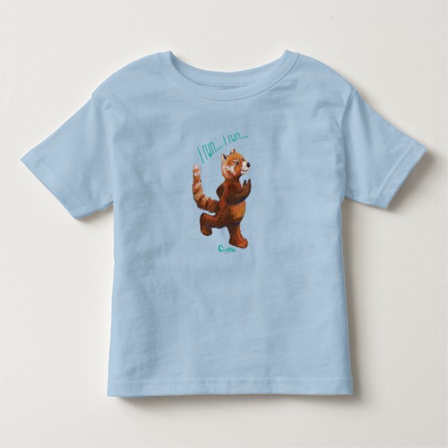 Camiseta Infantil Eu corro Corrida Red Panda Sticker (Frente)