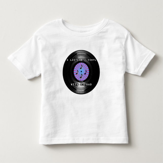 Camiseta Infantil Eu escuto o vinil com meu pai (Frente)