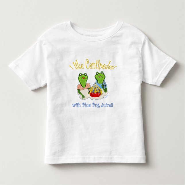 Camiseta Infantil Eu gosto de centípedes com suco azul do inseto (Frente)