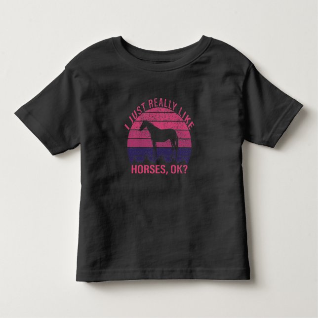 Camiseta Infantil Eu gosto muito de cavalos em rosa e roxo profundo (Frente)