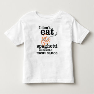 Camiseta Infantil Eu não como espaguete sem molho de carne