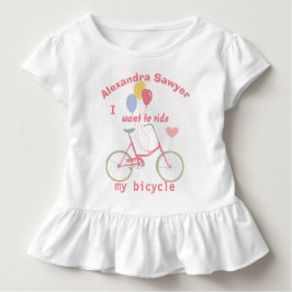 Camiseta Infantil Eu quero andar de bicicleta Balões de Bicicleta Vi