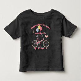 Camiseta Infantil Eu quero andar de bicicleta Balões de Bicicleta Vi