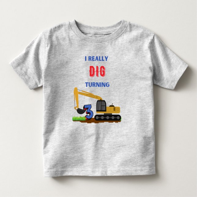 Camiseta Infantil Eu Realmente Desenho Virando 3 aniversário de 3 an (Frente)