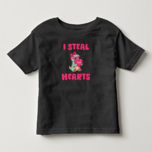 Camiseta Infantil Eu Roubo Corações de São Valentim, Dinossauro Engr