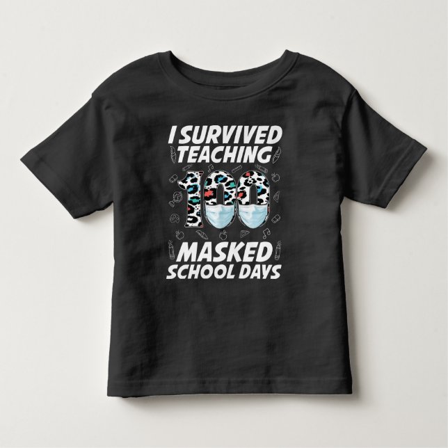 Camiseta Infantil Eu Sobrevivi Ao Ensino 100 Dias Escolares Mascarad (Frente)