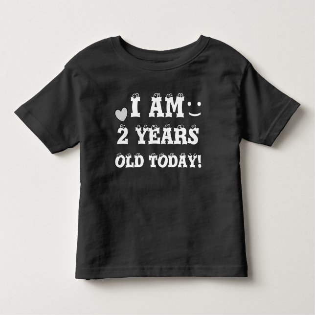 Camiseta Infantil EU SOU 2 ANOS de aniversário bonito de HOJE VELHO (Frente)
