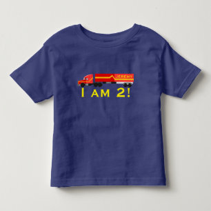 Camiseta Infantil "Eu sou 2!" & nome com do vermelho o caminhão