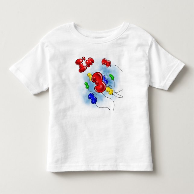 Camiseta Infantil Eu sou 3! Balões (Frente)