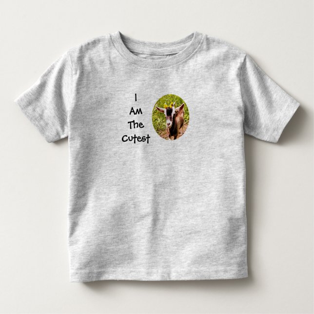 Camiseta Infantil Eu sou a criança mais louca (foto de uma cabra beb (Frente)