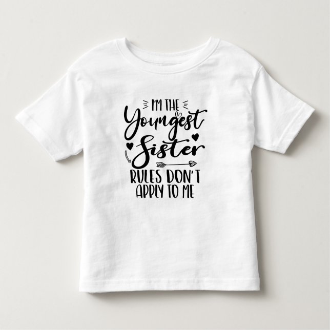 Camiseta Infantil Eu sou a irmã mais nova, Aniversário, irmã mais no (Frente)