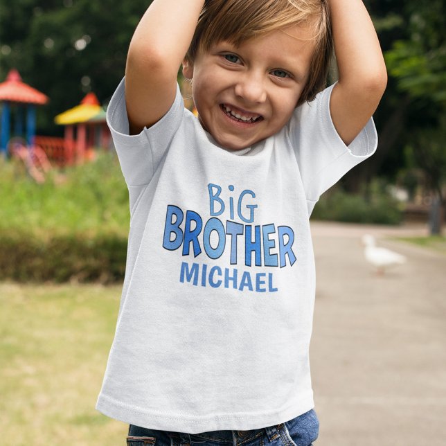 Camiseta Infantil Eu sou o Grande Irmão Branca Moderno Azul (Criador carregado)