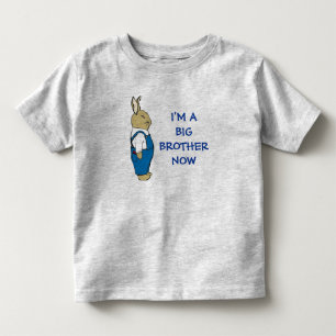 Camiseta Infantil Eu sou um grande irmão agora coelho bonito em maca