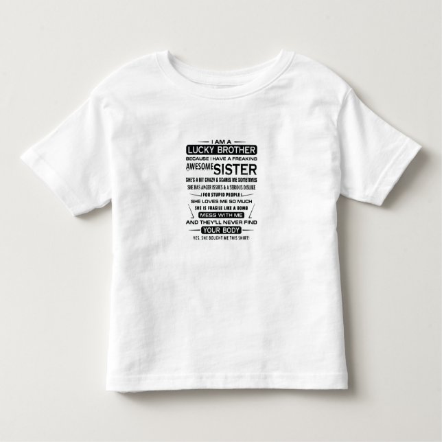 Camiseta Infantil Eu Sou Um Irmão Sortudo Presente Para Irmão (Frente)