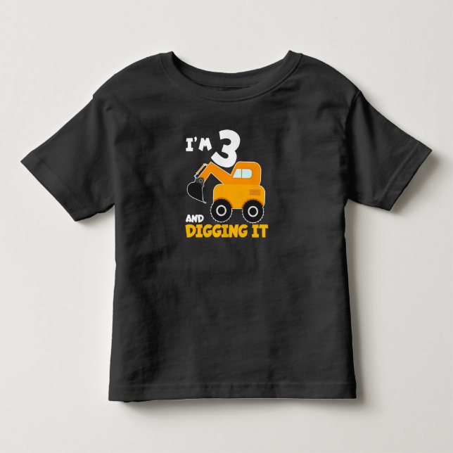 Camiseta Infantil Eu tenho 3 anos e cavando (Frente)