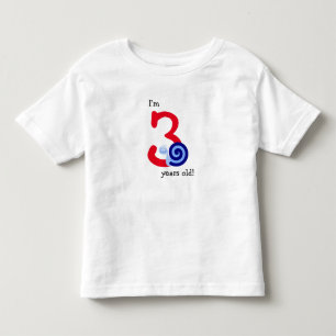 Camiseta Infantil "Eu tenho 3 anos velho!" + Caracol azul feliz