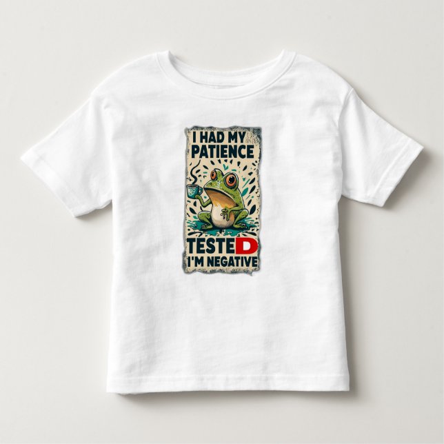 CAMISETA INFANTIL EU TESTEI MINHA PACIÊNCIA, EU SOU NEGATIVO (Frente)