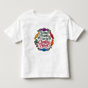 Camiseta Infantil Eu Vim, Eu Vi, Eu Comi o Quality Street de Natal