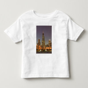 Camiseta Infantil EUA, Illinois, Chicago: Skyline City / Noite