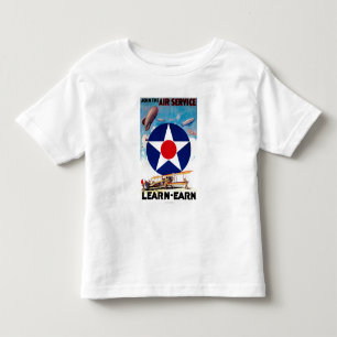 Camiseta Infantil EUA - Junte-se ao serviço aéreo Aprender-Ganham