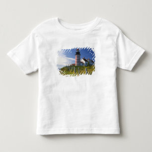 Camiseta Infantil EUA, Maine, Lubec. Farol West Quoddy Head