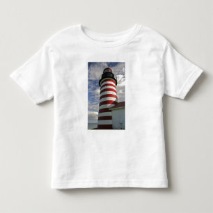 Camiseta Infantil EUA, Maine, Lubec. Farol West Quoddy Head