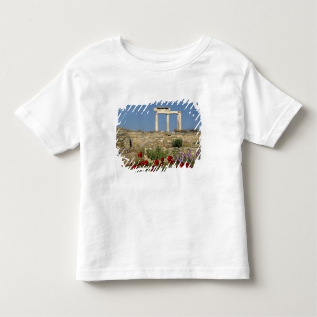 Camiseta Infantil Europa, Grécia, Cíclades, Delos. Ruínas de coluna. (Frente)