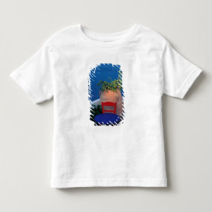 Camiseta Infantil Europa, Grécia, Santorini. Terraço com vista para