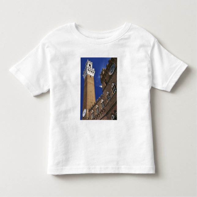 Camiseta Infantil Europa, Itália, Toscana, Siena. Torre del (Frente)