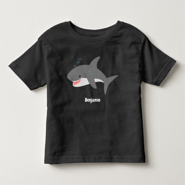 Camiseta Infantil Excelente de desenho animado branco de tubarão fel (Frente)