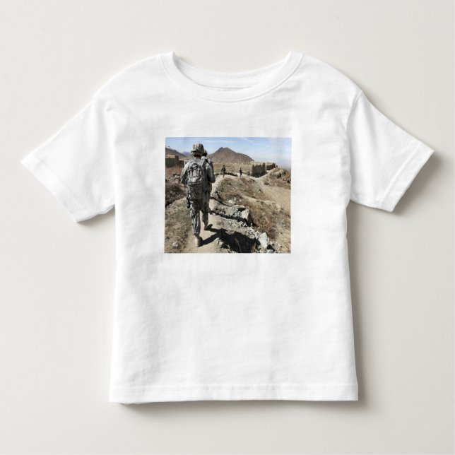 Camiseta Infantil Exército Nacional Afegão e soldados dos EUA (Frente)