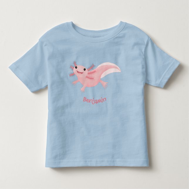 Camiseta Infantil Exolotl branco rosa feliz (Frente)
