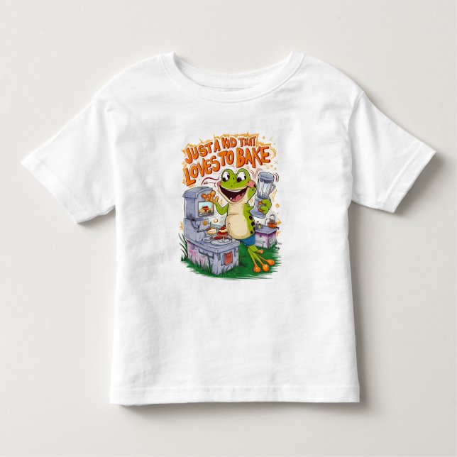 Camiseta Infantil Explorador Culinário: Sapos Armazenam Aventura (Frente)