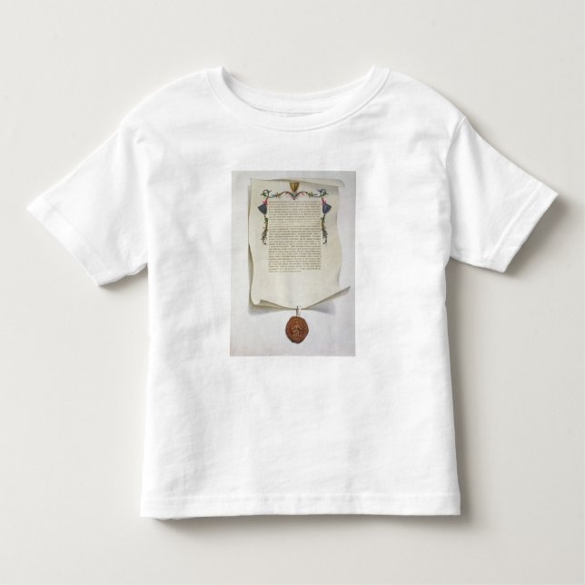 Camiseta Infantil Fac-simile a edição da Magna Carta, primeiros (Frente)