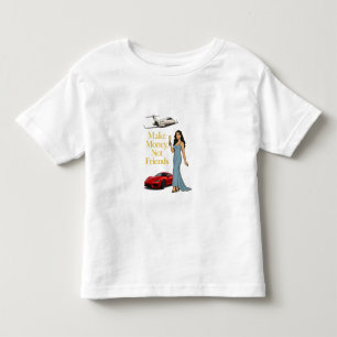 Camiseta Infantil Faça Dinheiro Não Amigos Glam Jetset Design