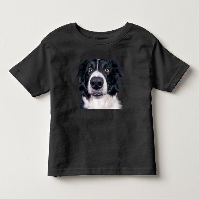 Camiseta Infantil Face de Cachorro Preto e Branco (Frente)
