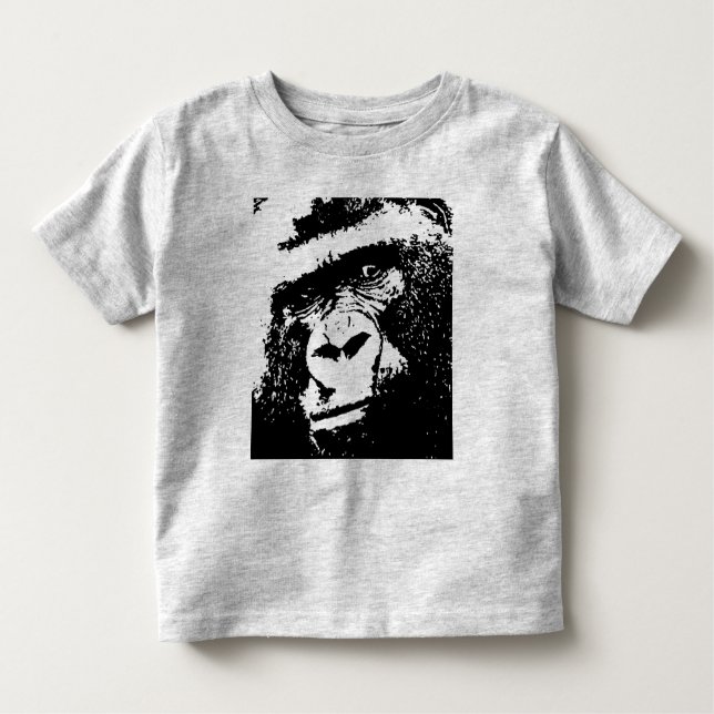 Camiseta Infantil Face de Gorila de Pop Preto e Branco (Frente)