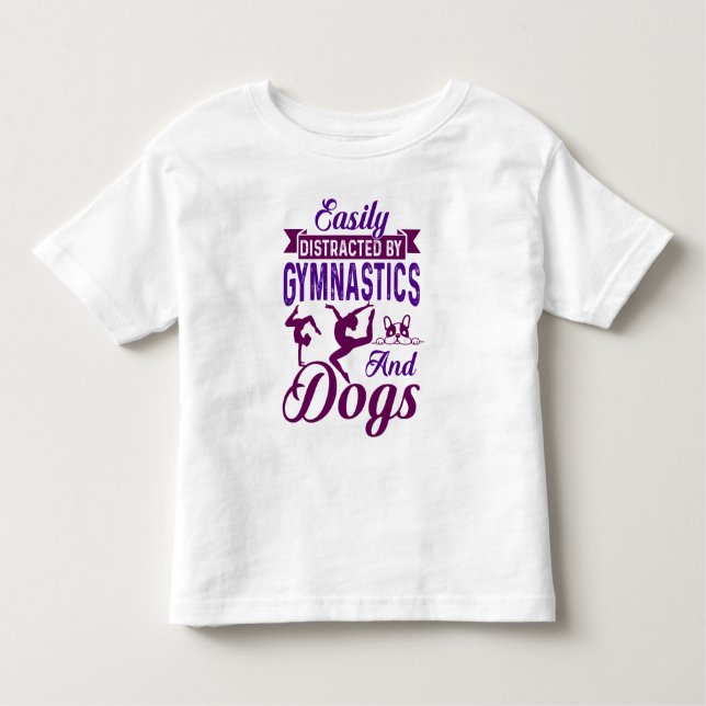 Camiseta Infantil Facilmente Distraído Por Ginástica e Cães (Frente)