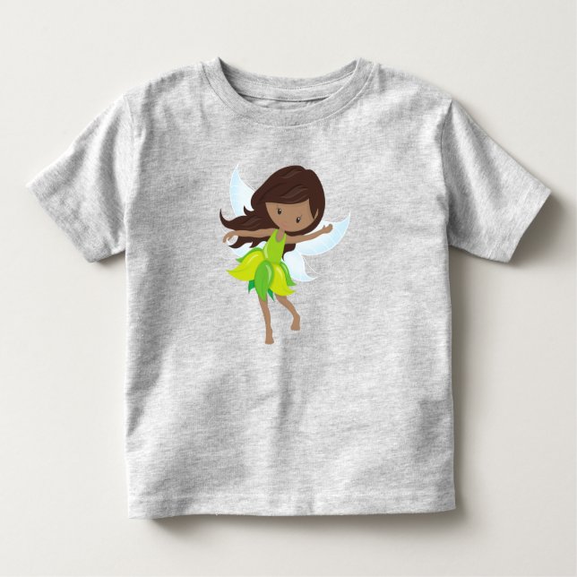 Camiseta Infantil Fada Afro-Americana, Fada Florestal, Fada Mágica (Frente)