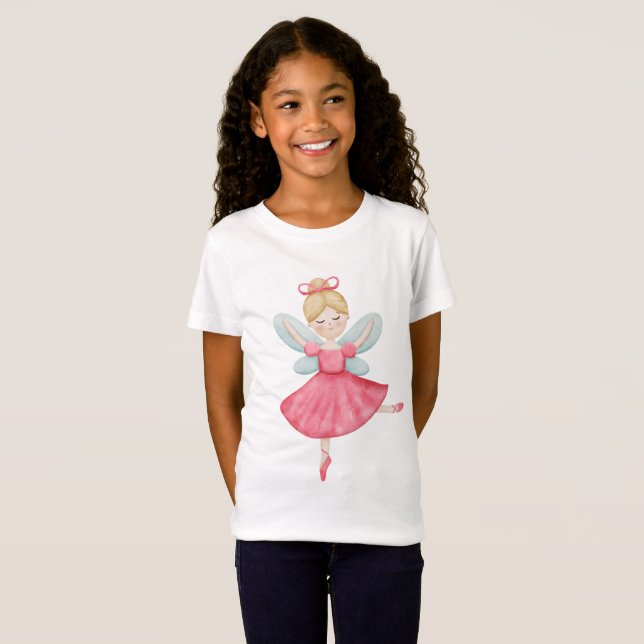 Camiseta Infantil Fada Bailarina Aquarela (Frente Completa)
