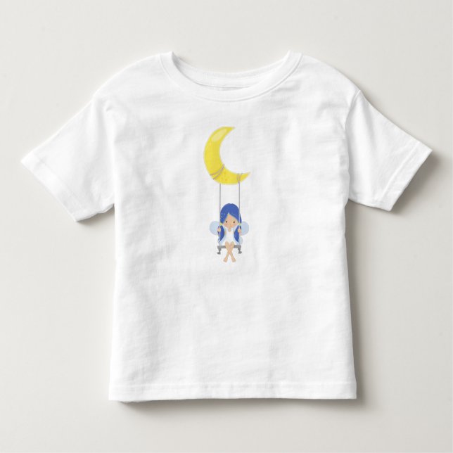 Camiseta Infantil Fada De Stardust, Fada Cuta, Fada Num Balanço, Lua (Frente)