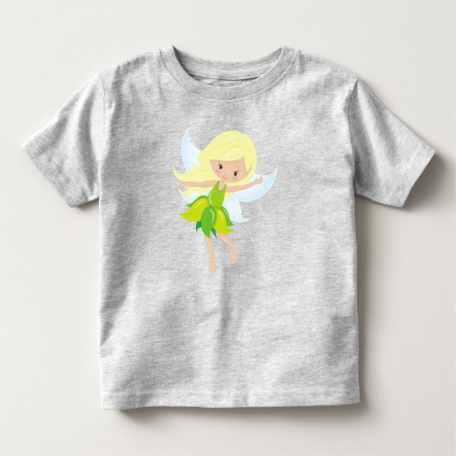 Camiseta Infantil Fada Fácil, Cabelo Louro, Fada Mágica, Fada Flores (Frente)