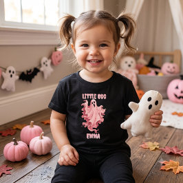 Camiseta Infantil Fada Pequena Boo Pinkoween Fantasma Aquarela