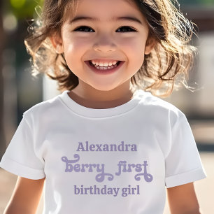 Camiseta Infantil Fada Roxa Primeiro Berry Primeiro Aniversário