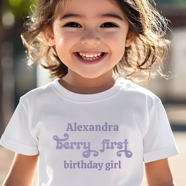 Camiseta Infantil Fada Roxa Primeiro Berry Primeiro Aniversário (Criador carregado)