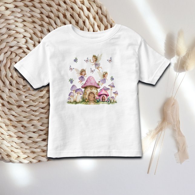 Camiseta Infantil Fadas Mágicas Cogumelos Rosa (Criador carregado)